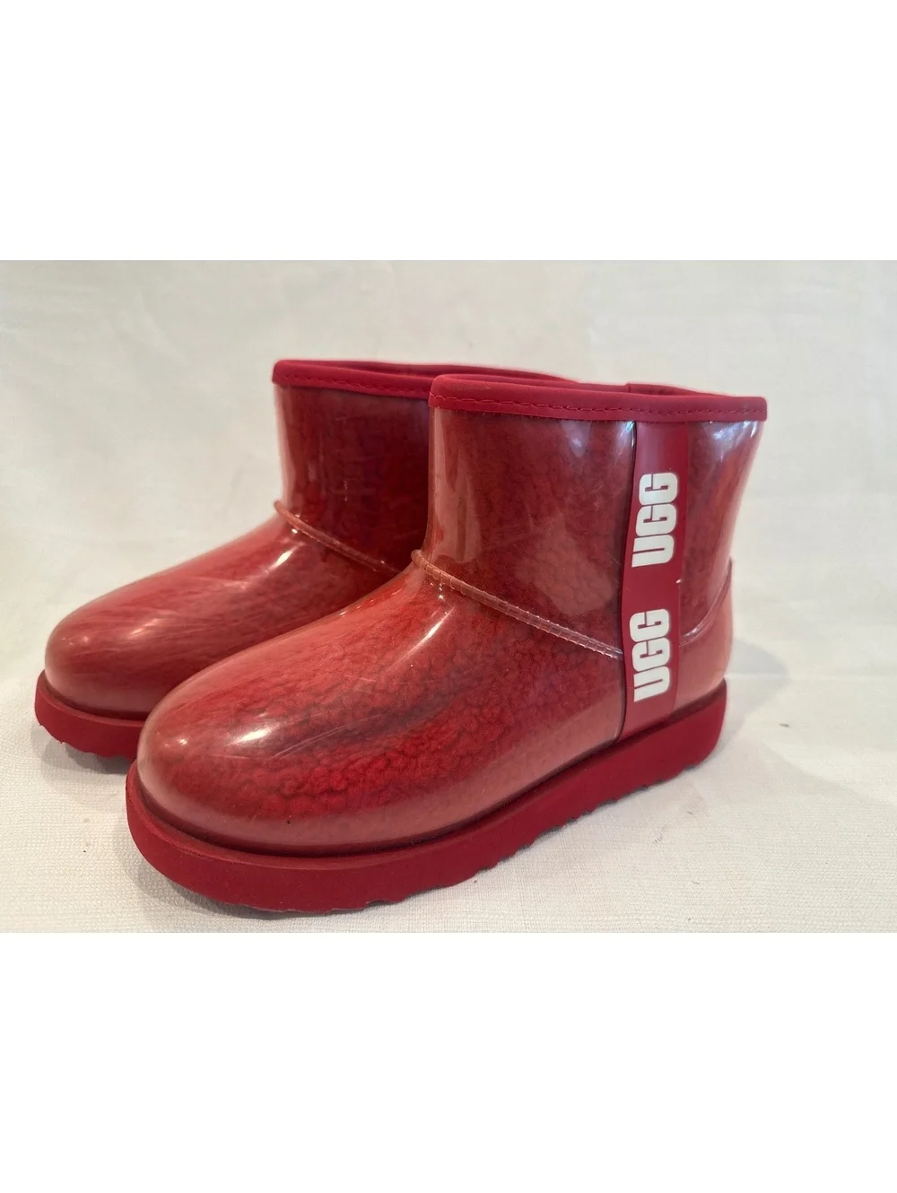 UGG Red Waterproof Ankle Boots with Shearling Lining Size 3 US